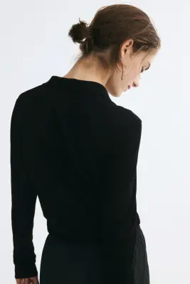 Polo en maille fine - Noir — photo 3