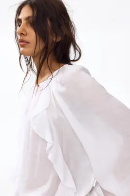 Blouse volantée - Blanc — photo 3