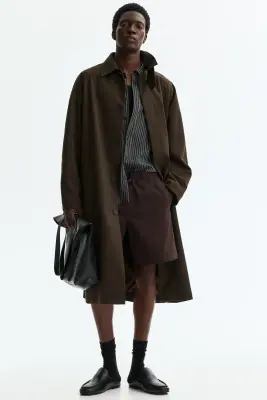 Short Relaxed Fit en coton - Marron foncé — photo 2