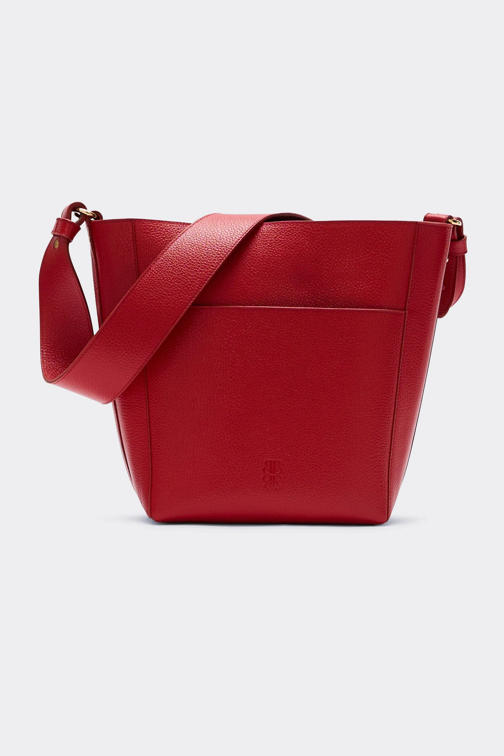 Sac Sasha grainé rouge intérieur chocolat
