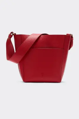 Sac Sasha grainé rouge intérieur chocolat — photo 1