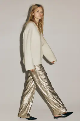 Pantalon à sequins - Taupe clair — photo 2