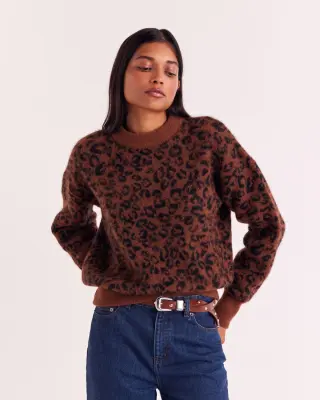 Pull Doudou léopard fauve