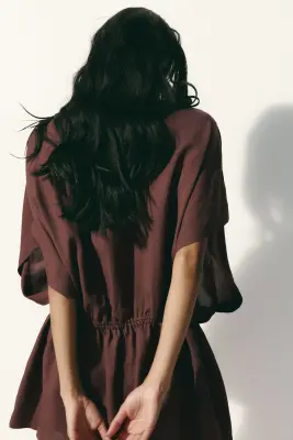 Robe caftan de plage - Marron foncé — photo 3