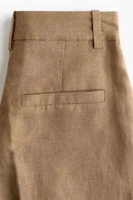 Jupe-culotte chic en lin mélangé - Beige — photo 3