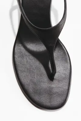 Sandales à talon en cuir - Noir — photo 2