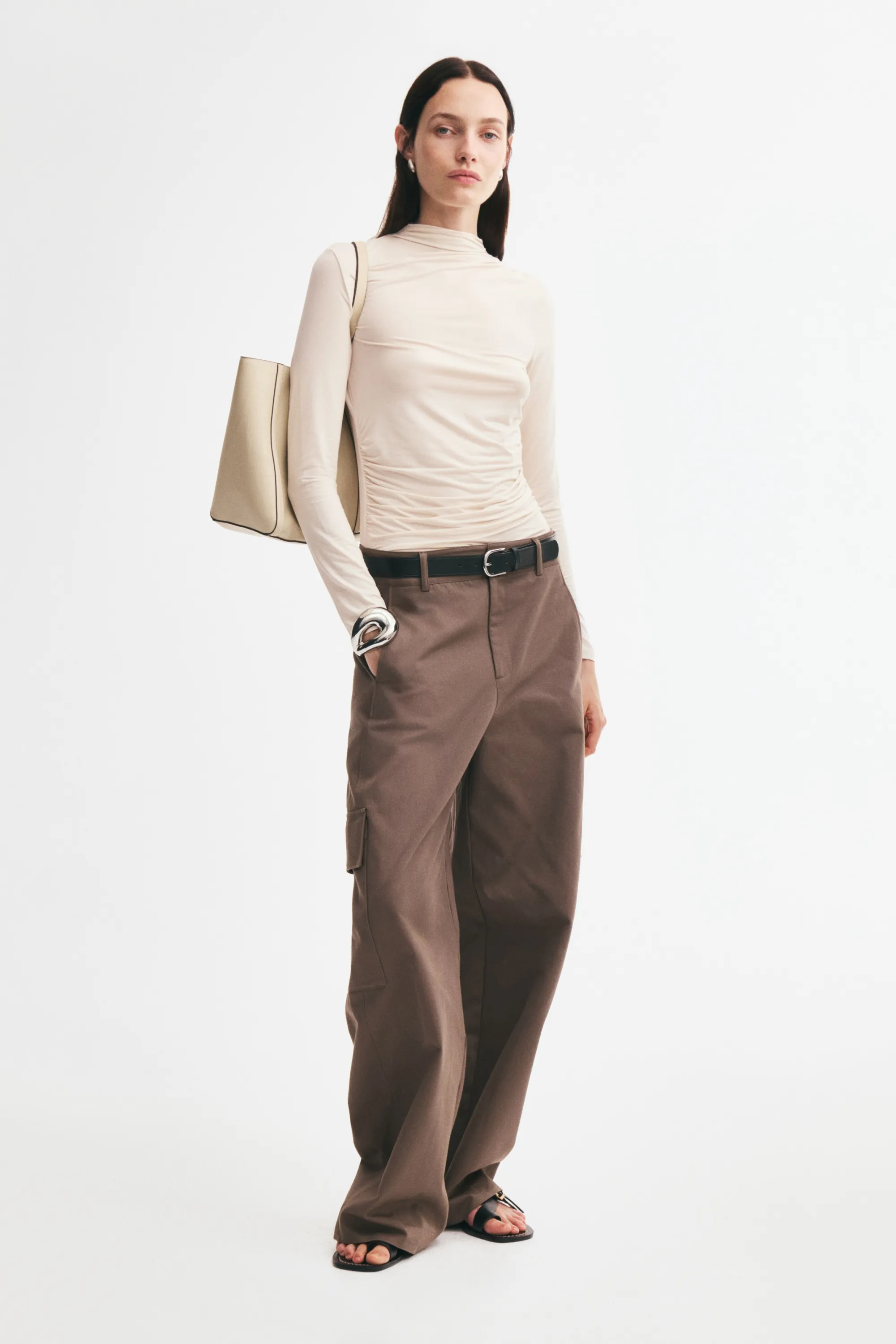 Top en modal à effet drapé - Beige clair