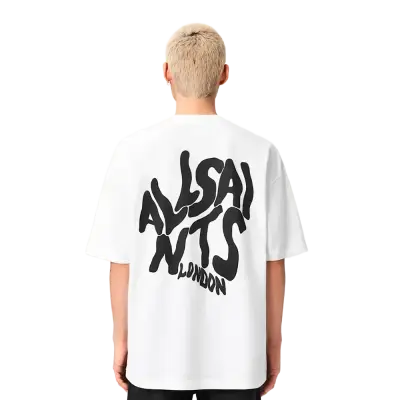 ALLSAINTS Orlando Logo Print Oversized T-Shirt Ashen White — photo 3