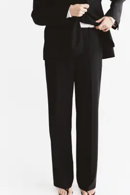 Pantalon chic en laine mélangée - Noir — photo 2