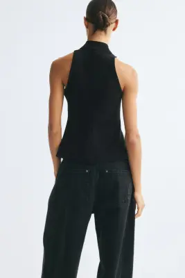Gilet sans manches avec boutons noués - Noir — photo 3