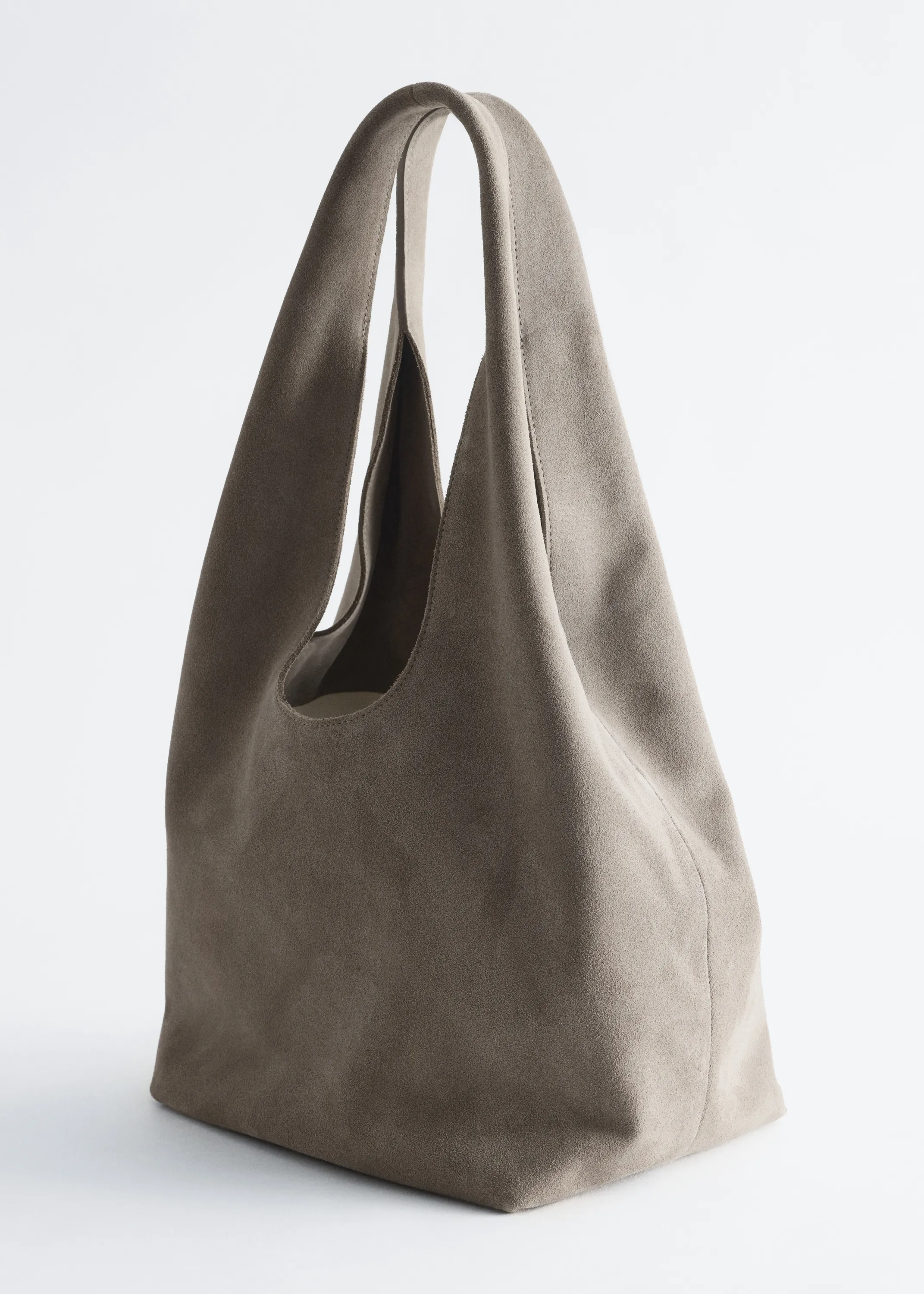 Sac cabas en croûte de cuir suédé - Taupe