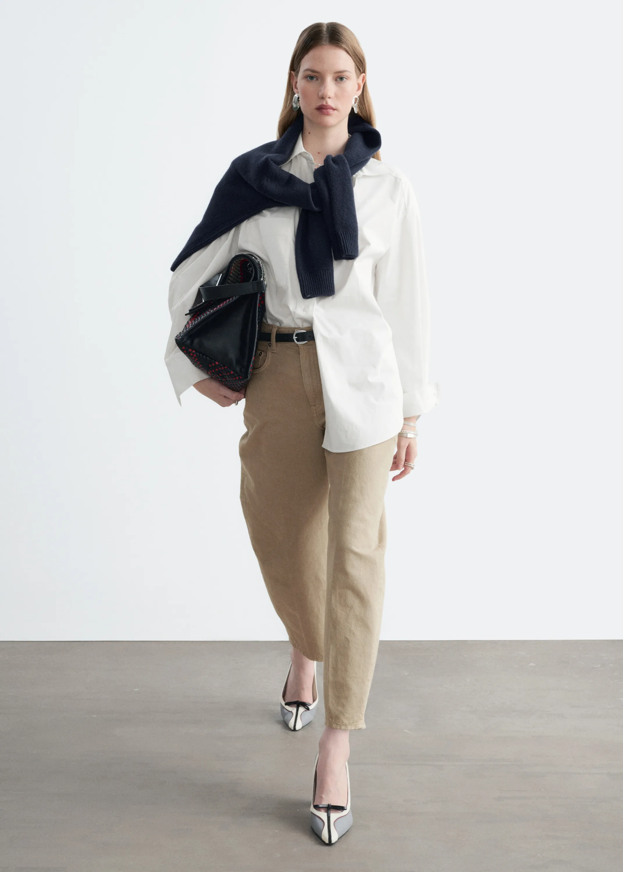 Jean barrel arrivant aux chevilles - Beige