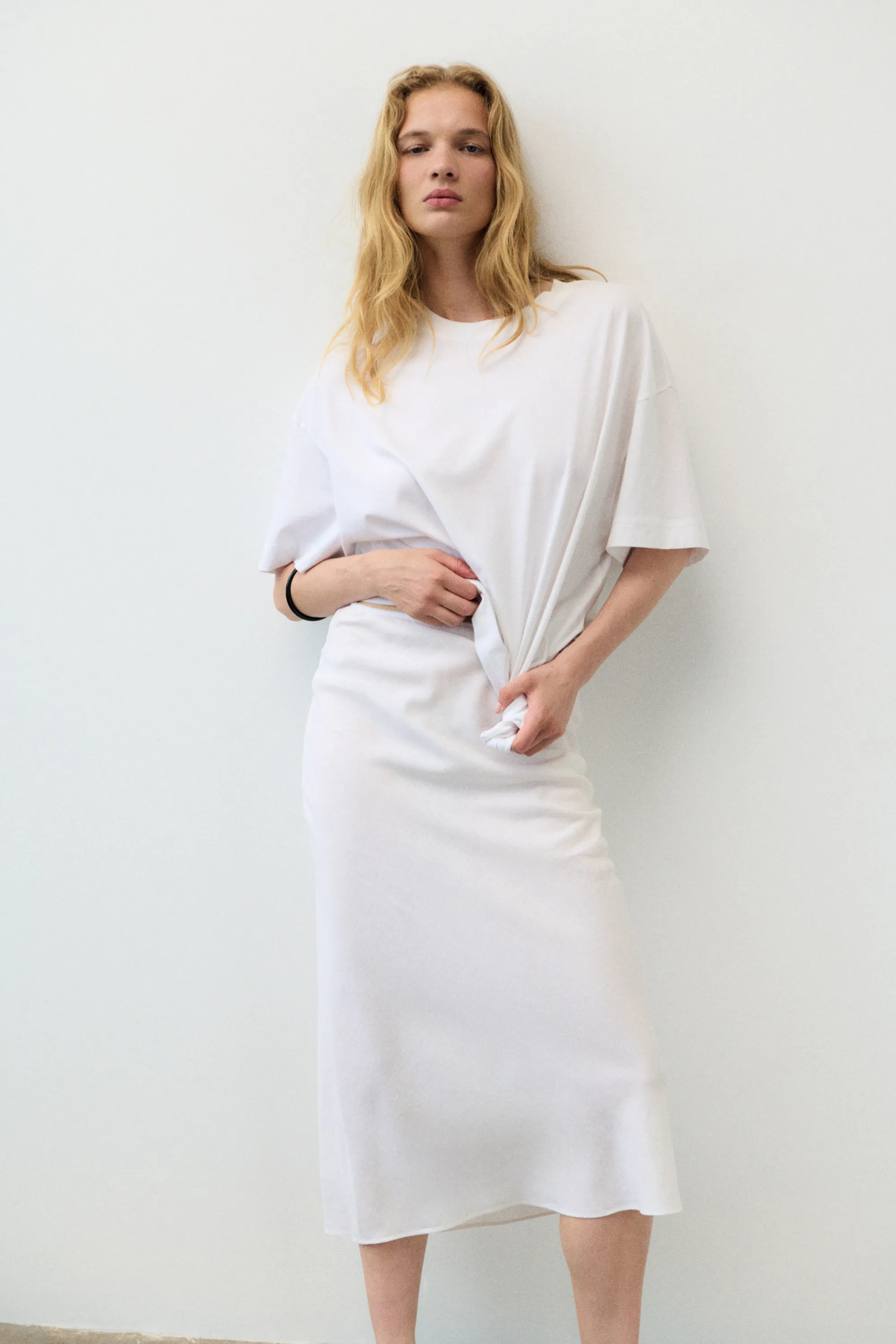 Slip skirt en lin mélangé - Blanc