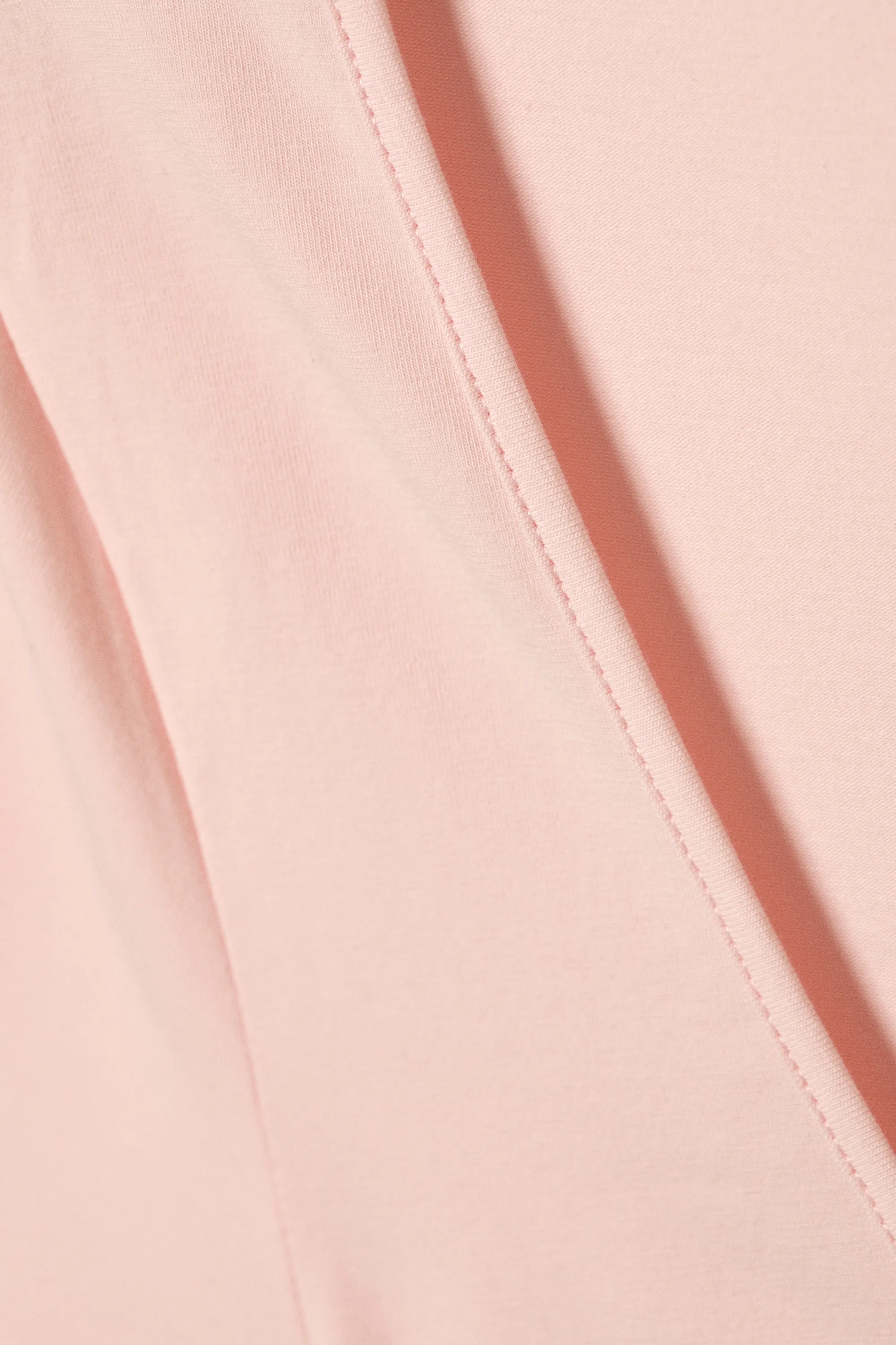 T-shirt ajusté à col V profond - Rose poudré