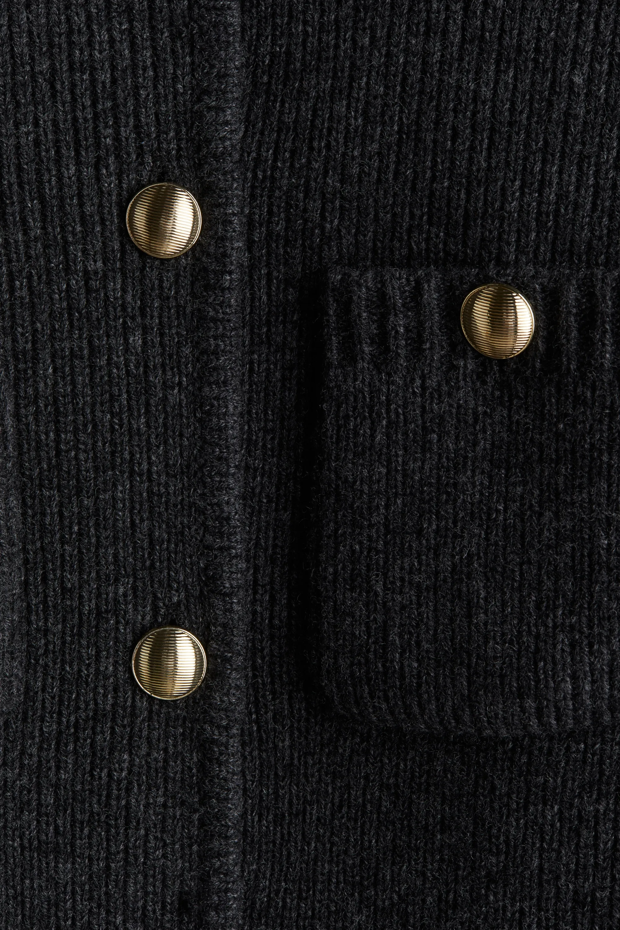 Gilet en maille de laine côtelée - Gris foncé chiné