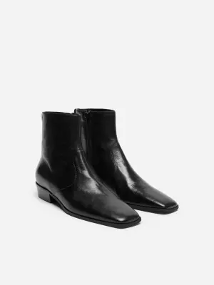 Bottines plates en cuir - Noir — photo 2