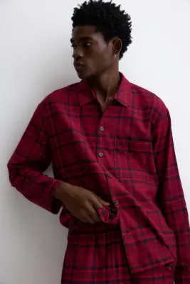 Chemise et pantalon de pyjama en flanelle - Rouge/carreaux — photo 1