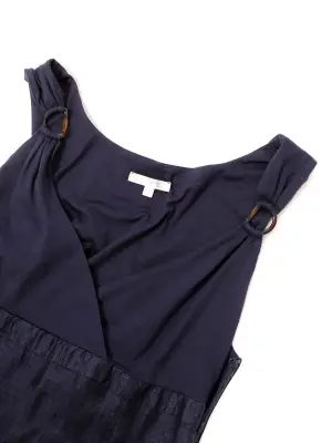 Robe empire à larges bretelles en lin et coton bleu marine Prix boutique 430€ Taille 38 — photo 3