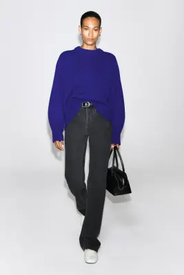 PULL À COL ROND EN LAINE - BLEU COBALT — photo 2