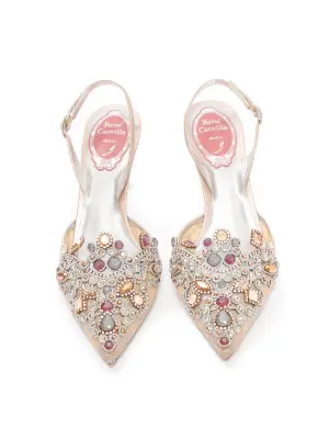 Escarpins slingback en tulle gris perle brodé de cristal Prix boutique 970€ Taille 36 — photo 3