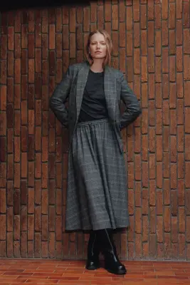 Jupe midi à carreaux Femme — photo 2