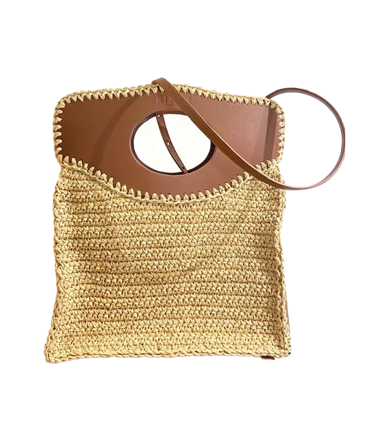 Sac Business medium raffia and leather - Mizele