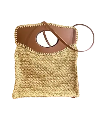 Sac Business medium raffia and leather - Mizele — photo 1