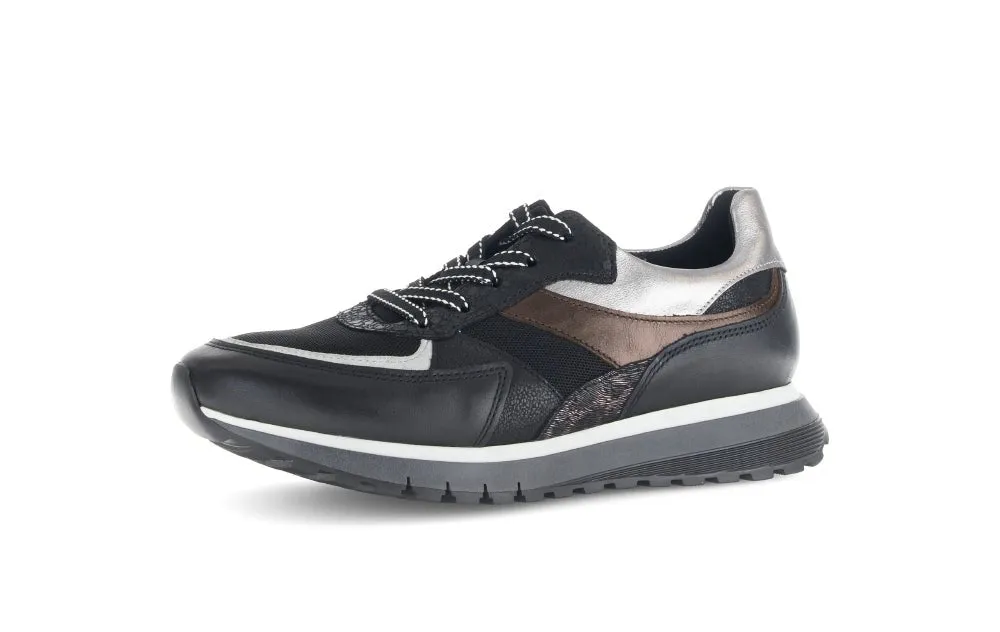 Baskets Gabor 76.375.67 Noir Multi - Cuir Lacets Grande Pointure Femme