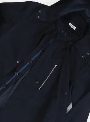 Multi Pockets Flapped Parka in Navy Blue Waterproof Teflon — photo 4