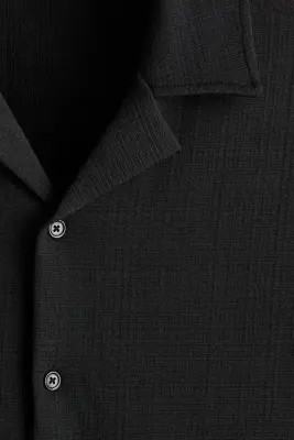 Chemise Relaxed Fit avec col cubain - Noir — photo 5