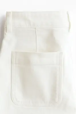Short taille haute en denim - Crème — photo 4