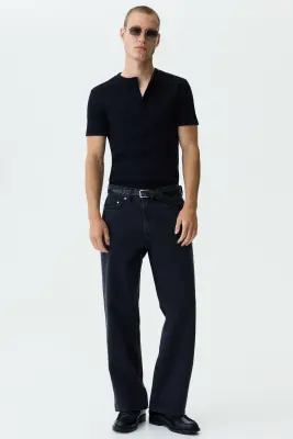 Slim Fit Henley top - Noir — photo 2