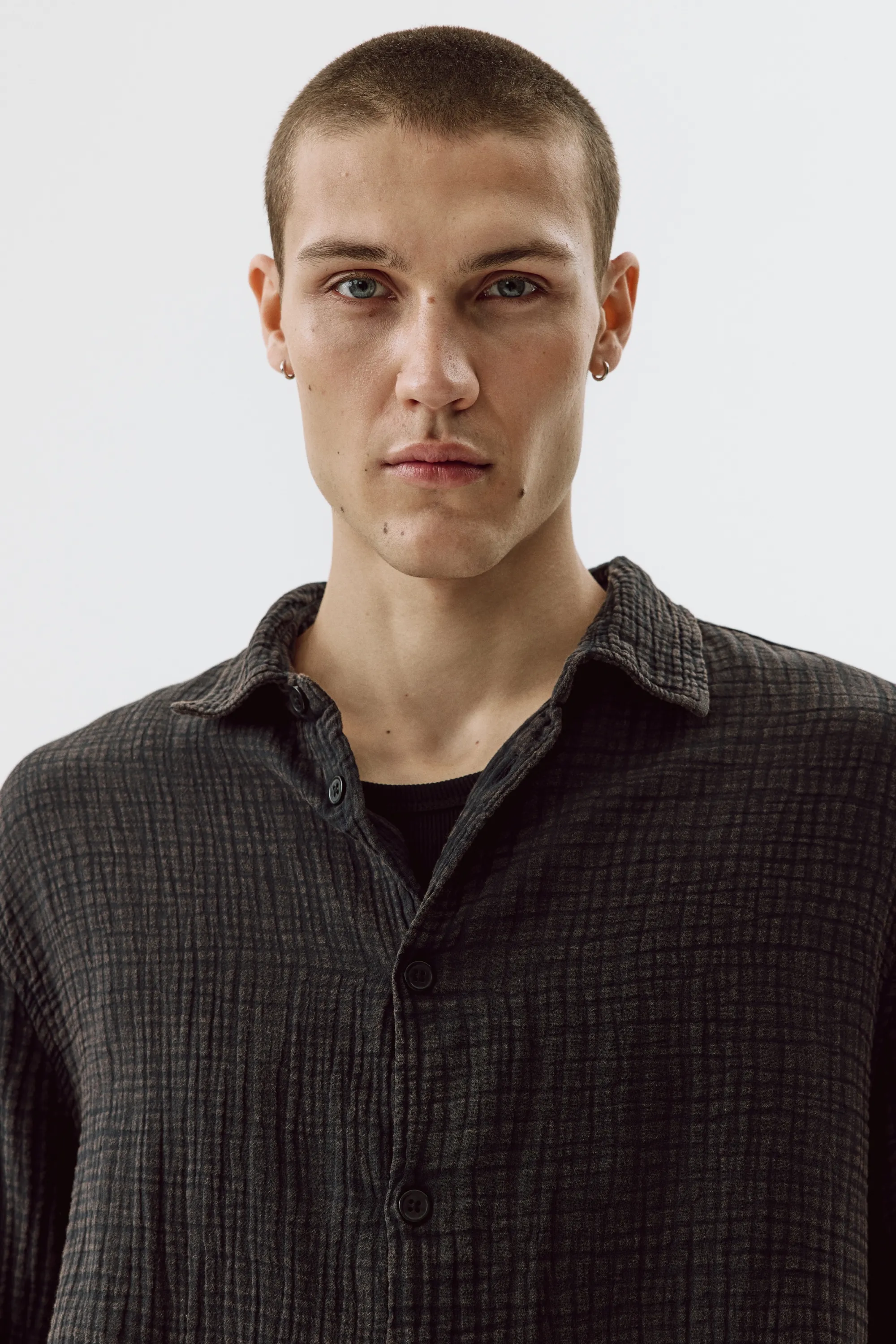 Chemise Regular Fit en mousseline de coton - Noir