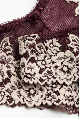Lot de 2 culottes Brazilian en dentelle - Bordeaux/crème — photo 5