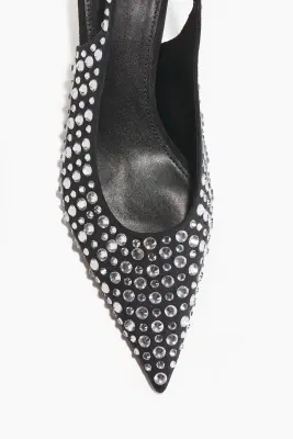 Escarpins à strass avec bride arrière - Bleu marine — photo 2