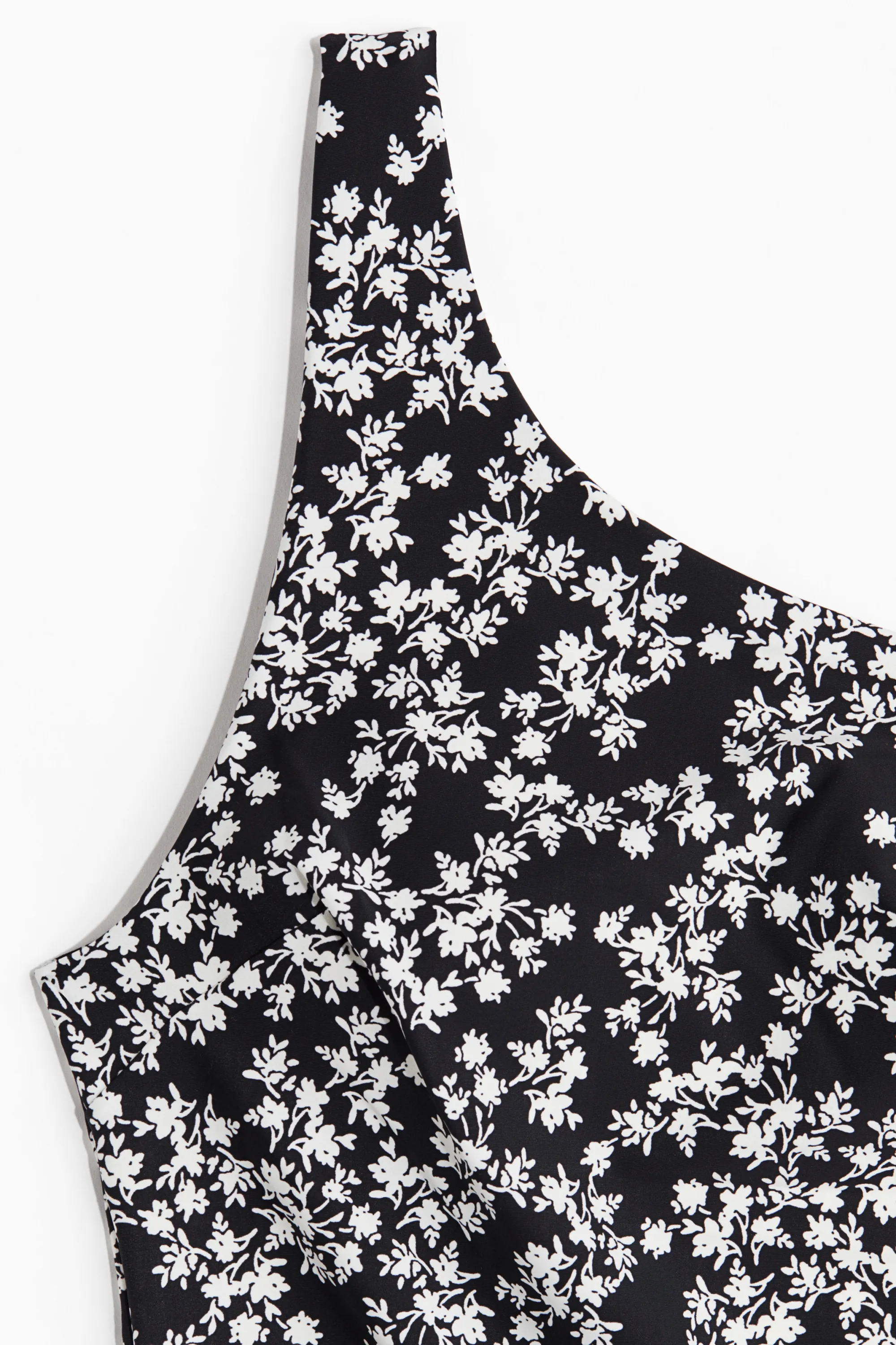 Maillot de bain asymétrique Light Shape - Noir/fleuri