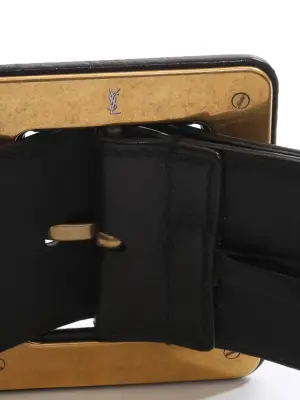 Ceinture large en cuir noir grosse boucle carrée siglée YSL Prix boutique 500€ Taille 75 — photo 3