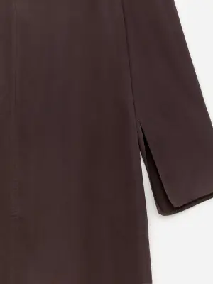 Robe en satin à col arrondi - Marron — photo 5