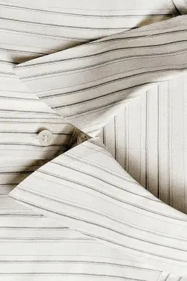 CHEMISE EN COTON STRUCTURÉE - BEURRE / GRIS / RAYURES — photo 1