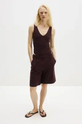Short Bermuda Wrinkle Resistant Relaxed Fit - Marron foncé — photo 1