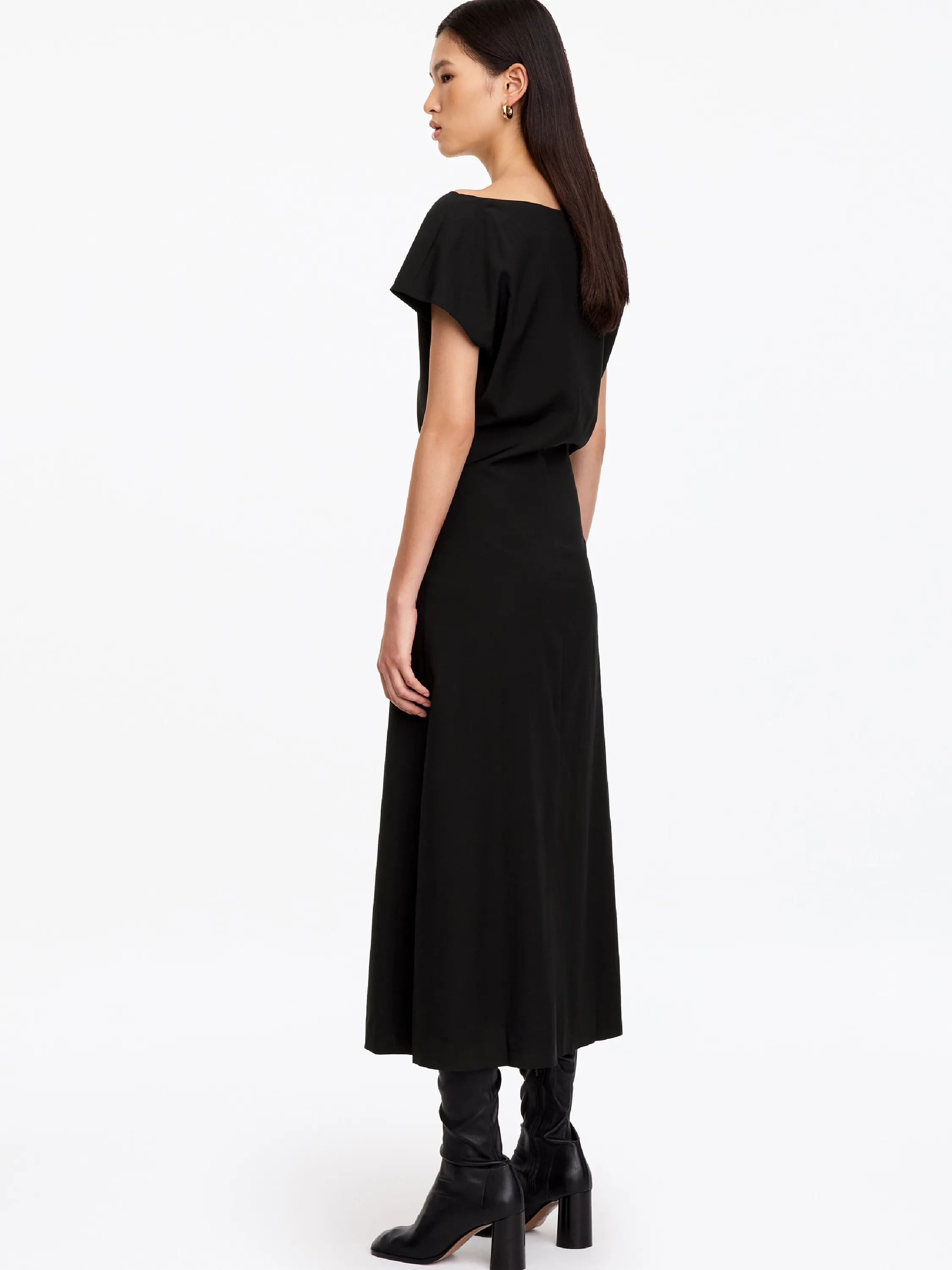 Robe midi aux épaules dénudées - Noir