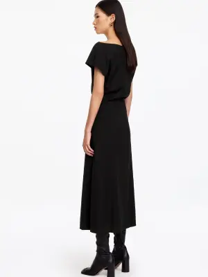 Robe midi aux épaules dénudées - Noir — photo 1