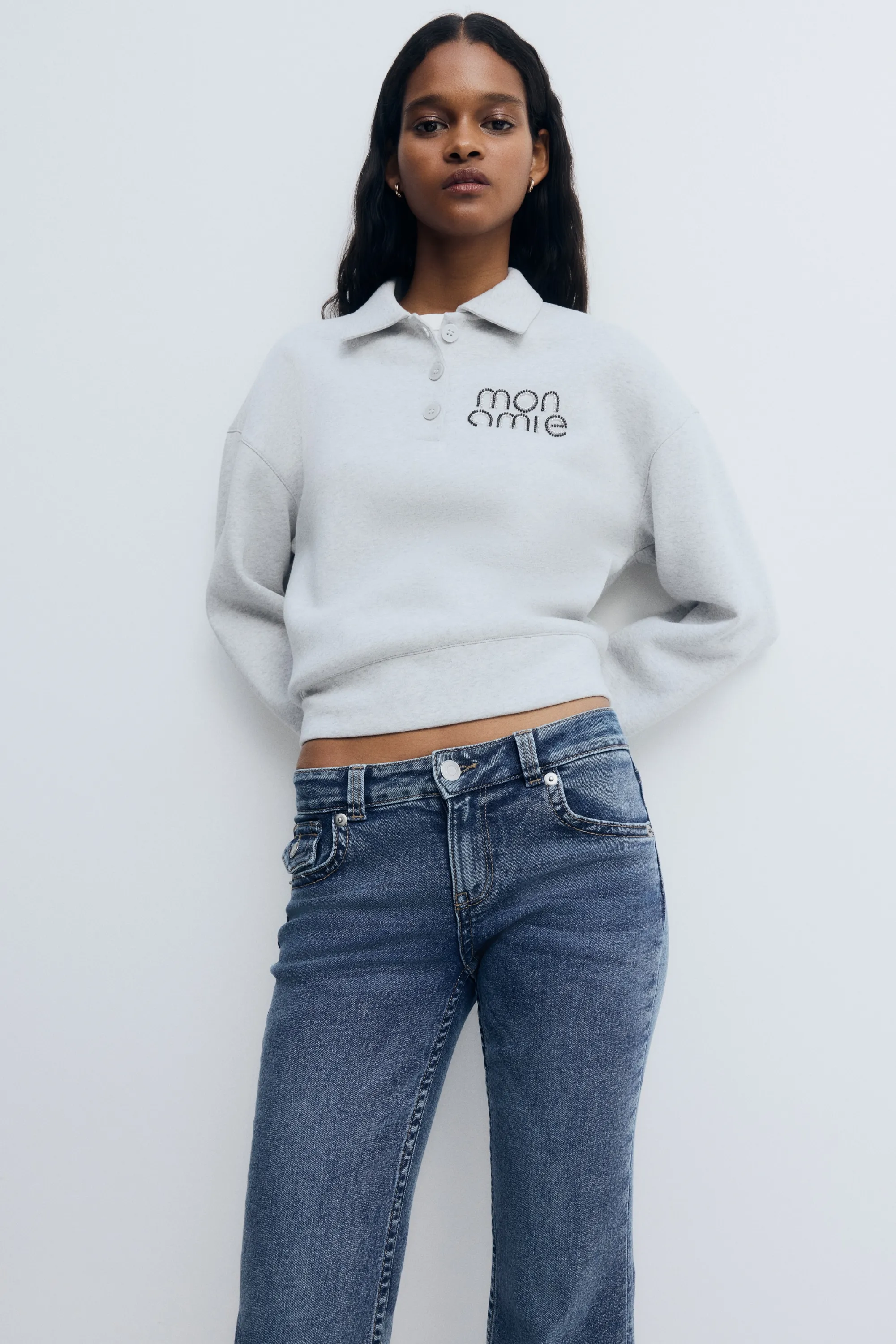 Flared Low Jeans - Bleu denim