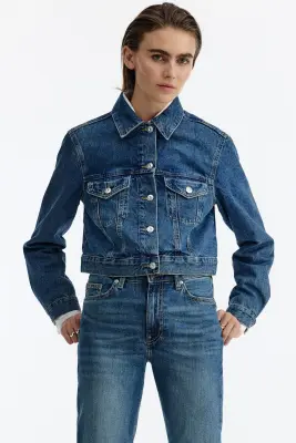 Slim Straight High Waist Jeans - Bleu denim — photo 1