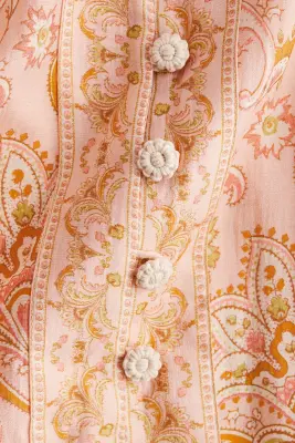 Robe oversize en viscose mélangée - Rose poudré/motif cachemire — photo 3
