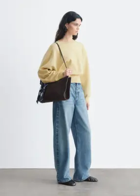 Pull en maille à finitions côtelées - Couleur crème — photo 3