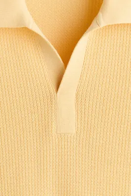Polo Regular Fit en maille torsadée - Jaune — photo 5