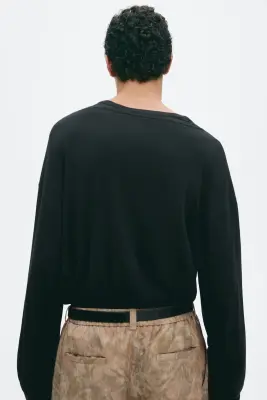 T-shirt à manches longues Relaxed Fit en coton - Noir — photo 3