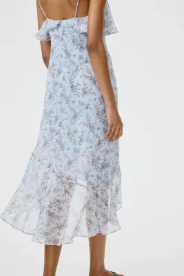 Robe volantée à bretelles fines - Bleu clair/fleuri — photo 2