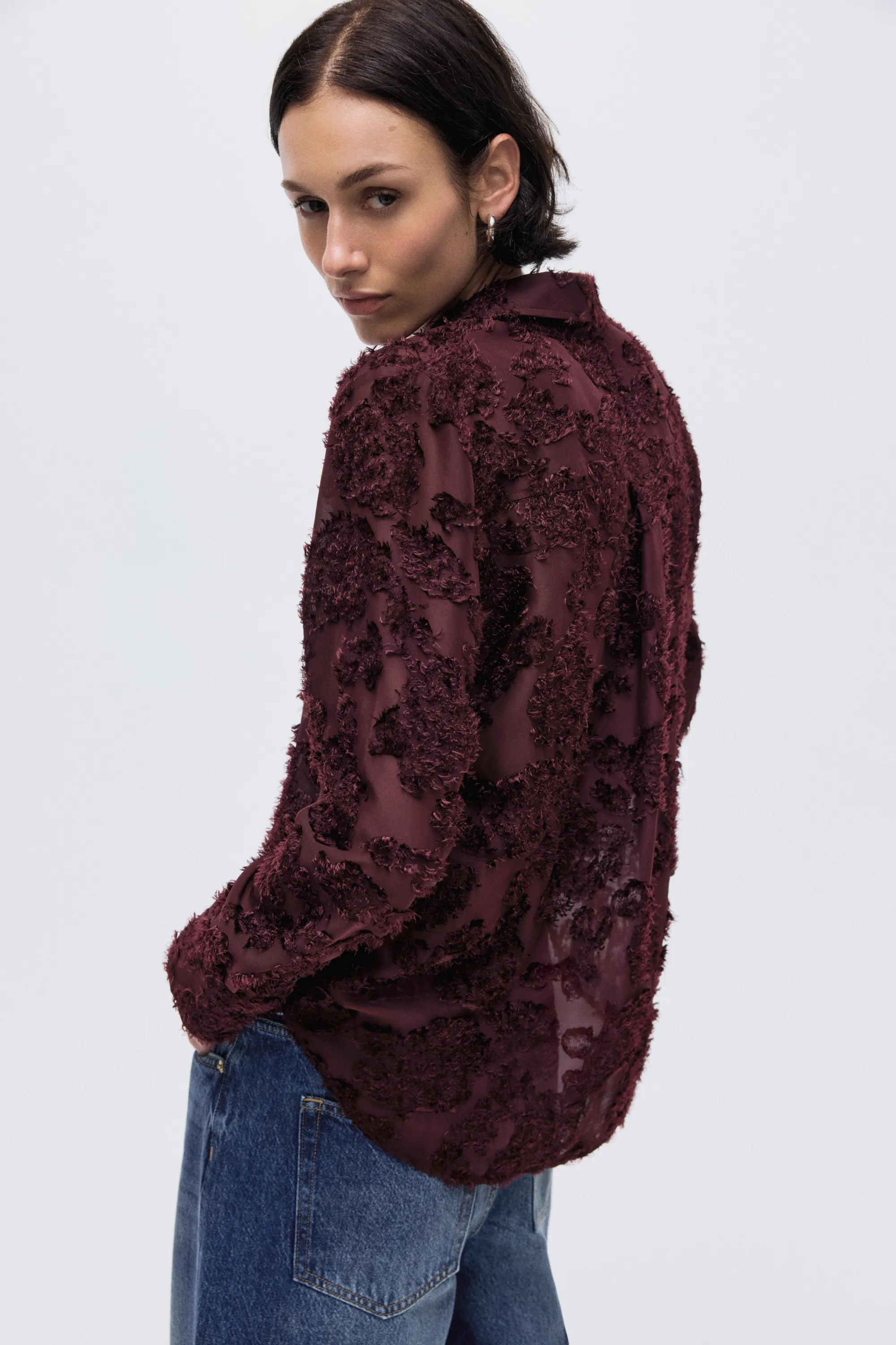 Jacquard-weave shirt - Bordeaux
